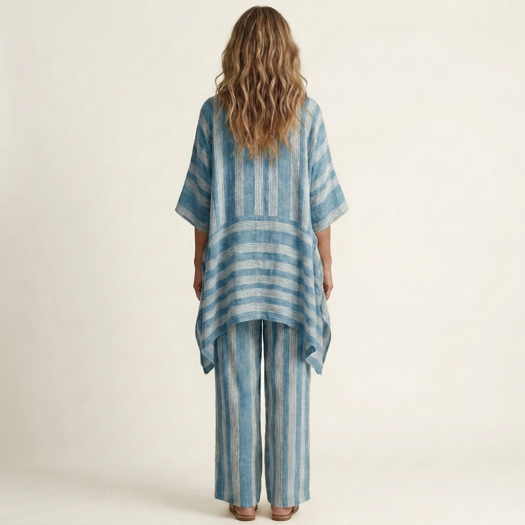 Kiara | Chic Two-Piece Striped Cotton-Linen Set – Lightweight, Breathable & Effortless Style