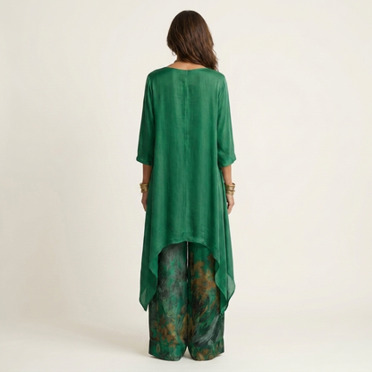 Cariola Cotton-Silk Two-Piece Set with an Elegant Asymmetric Tunic